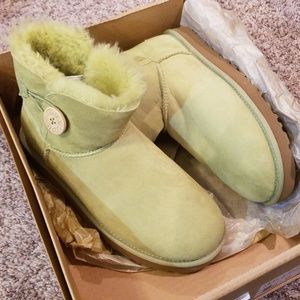 Retired Lime Green Ugg Mini Bailey Button Boots